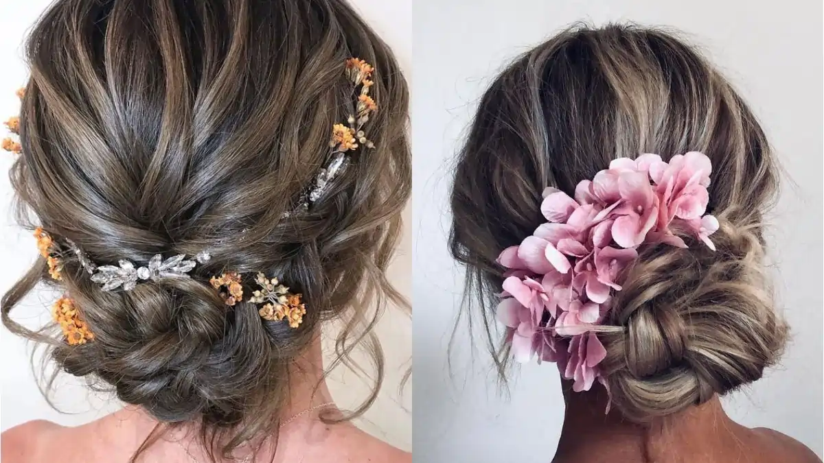 Messy Bun With Flowers